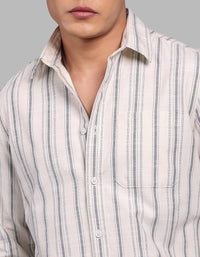 Beige Full Sleeve Stripe Shirt