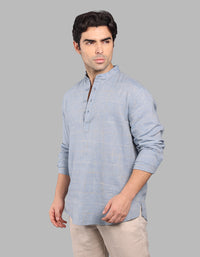 Blue Relax Slim Fit Linen Blend Short Kurta