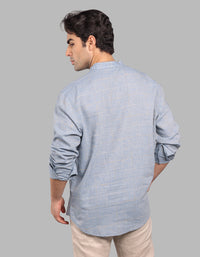 Blue Relax Slim Fit Linen Blend Short Kurta