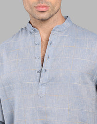 Blue Relax Slim Fit Linen Blend Short Kurta