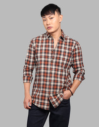 Rust Black Full Sleeve Check Shirt