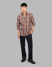 Rust Black Full Sleeve Check Shirt