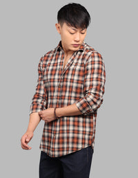 Rust Black Full Sleeve Check Shirt