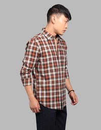 Rust Black Full Sleeve Check Shirt