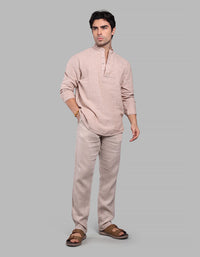 Orange  Relax Slim Fit Linen Blend Short Kurta