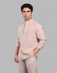 Orange  Relax Slim Fit Linen Blend Short Kurta