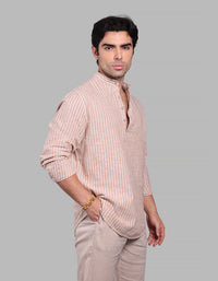 Orange  Relax Slim Fit Linen Blend Short Kurta