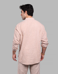 Orange  Relax Slim Fit Linen Blend Short Kurta