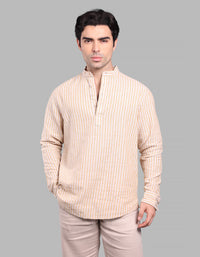 Yellow  Relax Slim Fit Linen Blend Short Kurta