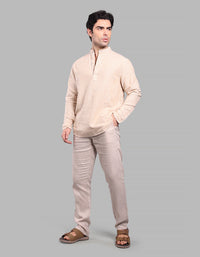 Yellow  Relax Slim Fit Linen Blend Short Kurta