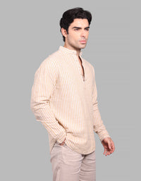 Yellow  Relax Slim Fit Linen Blend Short Kurta