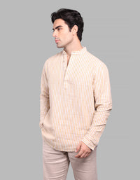 Yellow  Relax Slim Fit Linen Blend Short Kurta