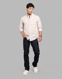 Lt Beige Full Sleeve Check Shirt