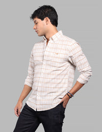 Lt Beige Full Sleeve Check Shirt