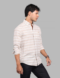 Lt Beige Full Sleeve Check Shirt