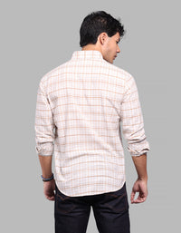 Lt Beige Full Sleeve Check Shirt