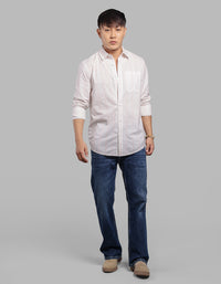 White Pink Full Sleeve Stripe Shirt