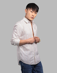 White Pink Full Sleeve Stripe Shirt
