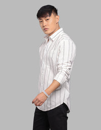 White Black Full Sleeve Stripe Shirt