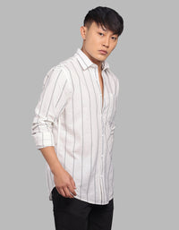 White Black Full Sleeve Stripe Shirt