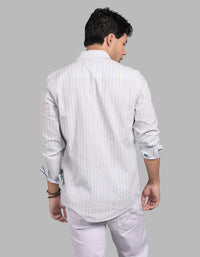 Sky Blue 100% Cotton Full Sleeve Stripe Shirt