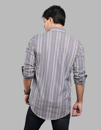 Blue Full Sleeve Linen Blend Stripe Shirt