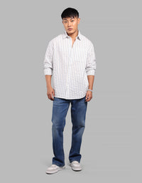 White Blue Full Sleeve Stripe Shirt