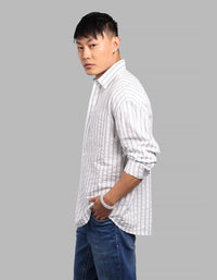 White Blue Full Sleeve Stripe Shirt