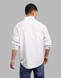 White Blue Full Sleeve Stripe Shirt