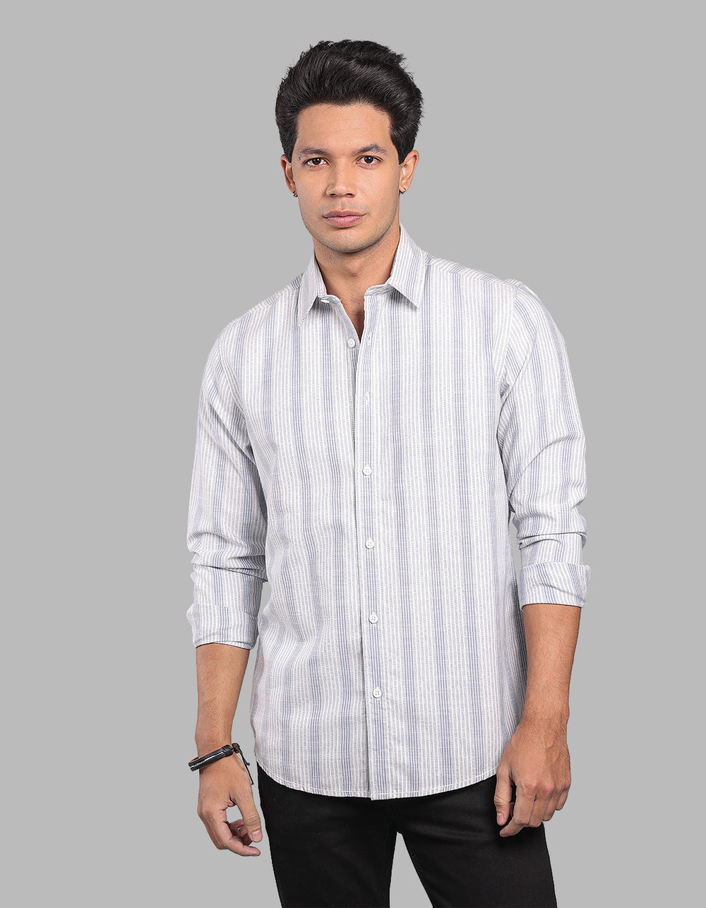 Lt Blue Full Sleeve Stripe Shirt