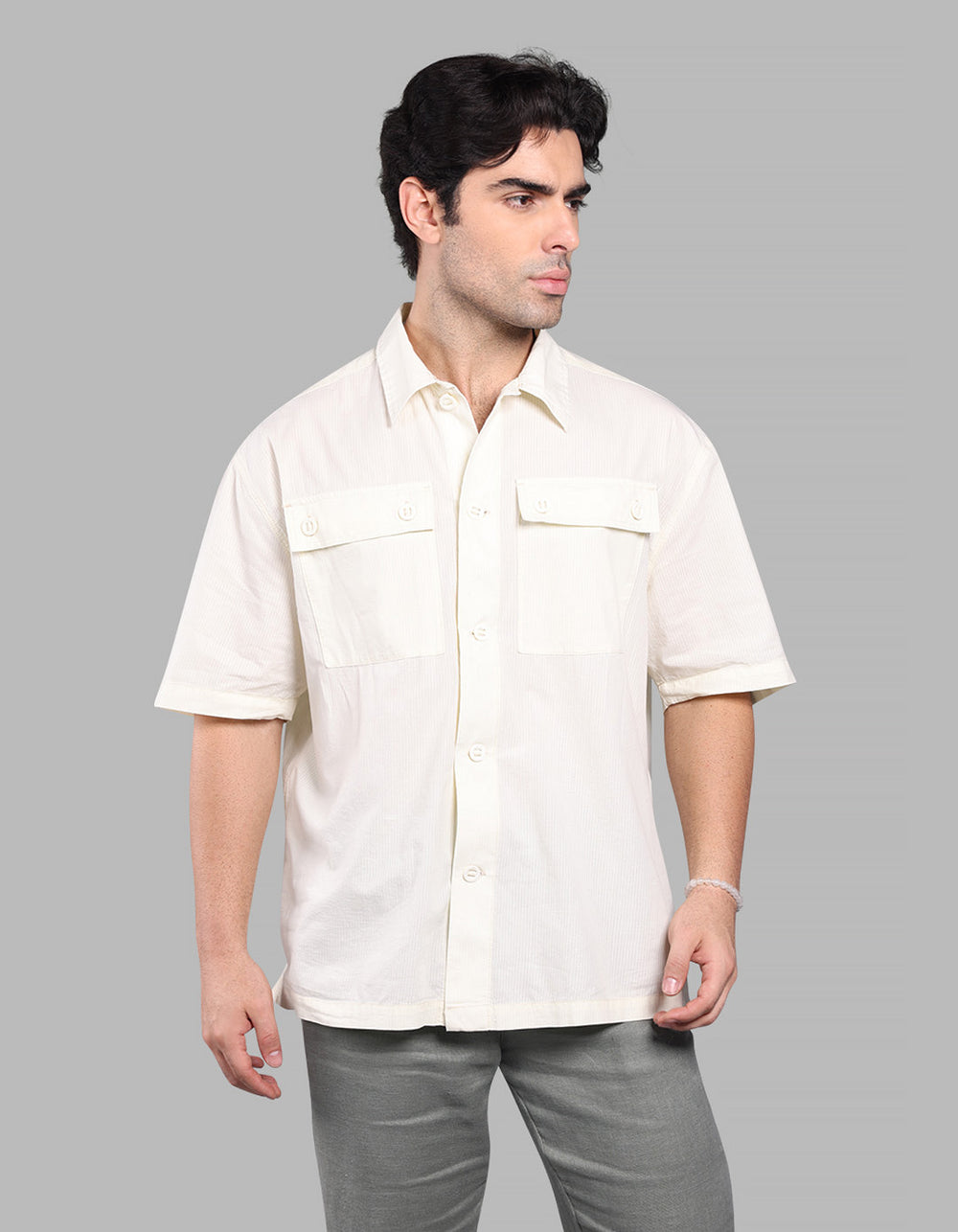 Lemon Half Sleeve Oversized Solid Shirt