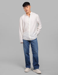 White Relax Slim Fit Textured Short Kurta