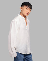 White Relax Slim Fit Textured Short Kurta
