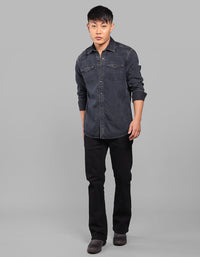 Washed Black Full Sleeve Denim Shirt