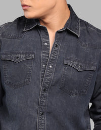 Washed Black Full Sleeve Denim Shirt