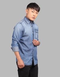 Med Blue Full Sleeve 100% Cotton Denim Shirt