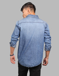 Med Blue Full Sleeve 100% Cotton Denim Shirt