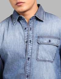 Med Blue Full Sleeve 100% Cotton Denim Shirt