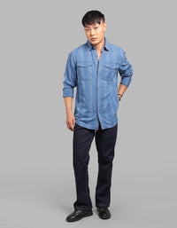 Med Blue Full Sleeve 100% Cotton Denim Shirt