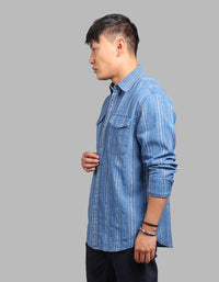 Med Blue Full Sleeve 100% Cotton Denim Shirt