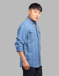 Med Blue Full Sleeve 100% Cotton Denim Shirt