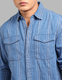 Med Blue Full Sleeve 100% Cotton Denim Shirt