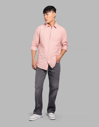 Dk Peach Full Sleeve Stripe Shirt