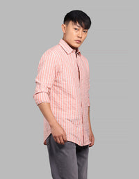 Dk Peach Full Sleeve Stripe Shirt