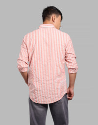 Dk Peach Full Sleeve Stripe Shirt