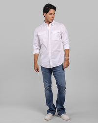 White Full Sleeve Stretch Cargo Shirt
