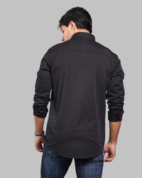 Black Full Sleeve Stretch Cargo Shirt