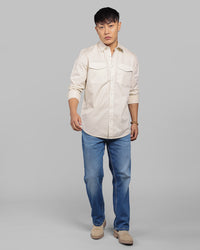 Cream Full Sleeve Stretch Cargo Shirt