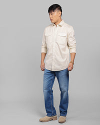 Cream Full Sleeve Stretch Cargo Shirt
