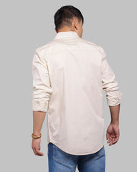 Cream Full Sleeve Stretch Cargo Shirt